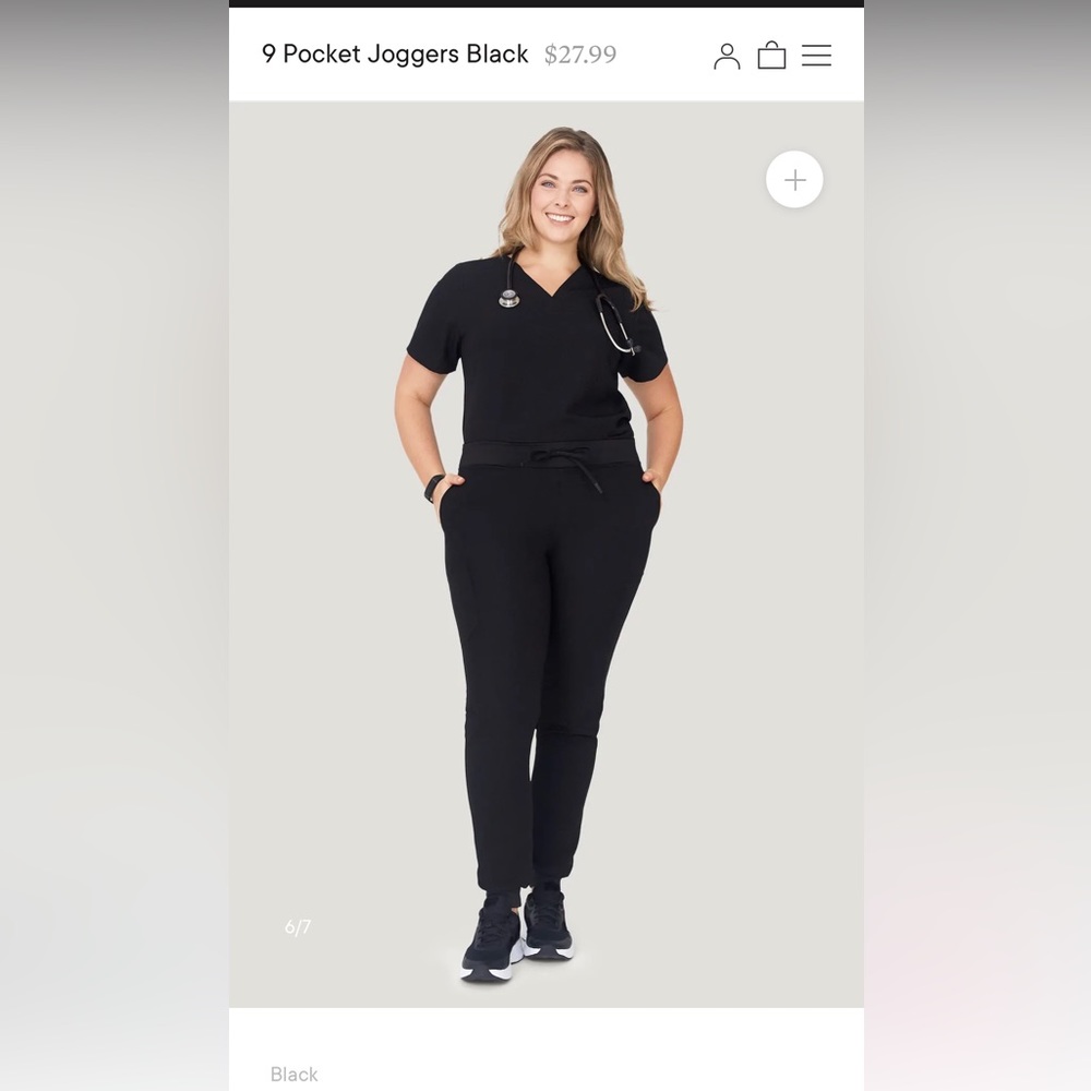 Mandala scrubs black 9 pocket joggers M regular, NWT